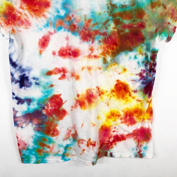 Merona Womens Size XL Top Tie Dye‎ Enemies to Lovers Red Blue Handmade 1159 - Picture 5 of 9